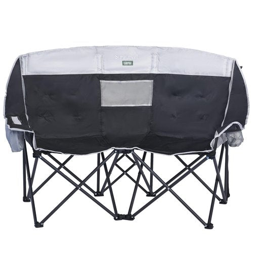 SunnyFeel Folding Double Camping Chair, Oversized Loveseat Chair, Heavy Duty Portable/Foldable Lawn Chair with Storage/Cooler for Outside/Outdoor/Travel/Picnic, Fold Up Camp Chairs for Adults 2 People