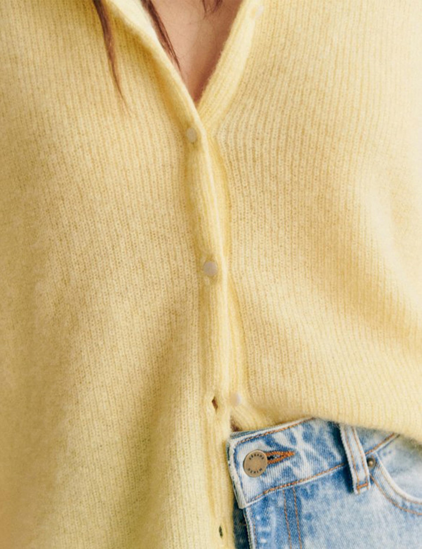 Lviefent Women Knit Cardigans Lightweight Casual Crew Neck Button Down Long Sleeve Sweater Jumper Layer Top (Yellow-L)