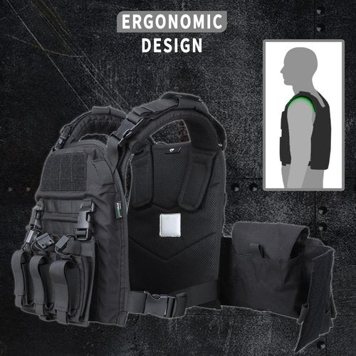 Snacam Tactical Vest for Men Molle Security Airsoft Vest Adult (Black)