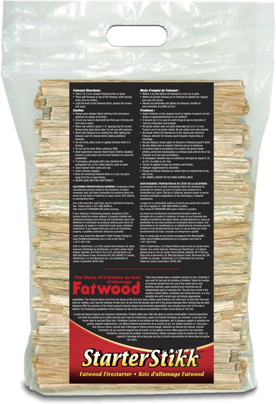 Pine Mountain, Fatwood StarterStikk, Natural Firestarting Sticks for Campfire, Fireplace, Wood Stove, Fire Pit, Indoor & Outdoor Use, 1.5 pound