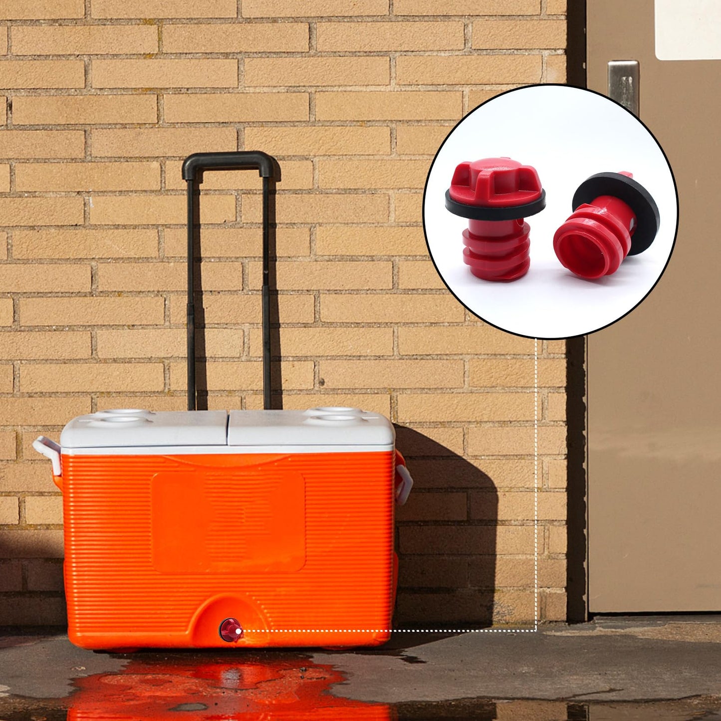 Cionyce 2 Pcs Tank Cooler Drain Plugs 1.1 Inch Dia Plastic Cooler Plug Replacement Red Cooler Drain Plugs Accessories