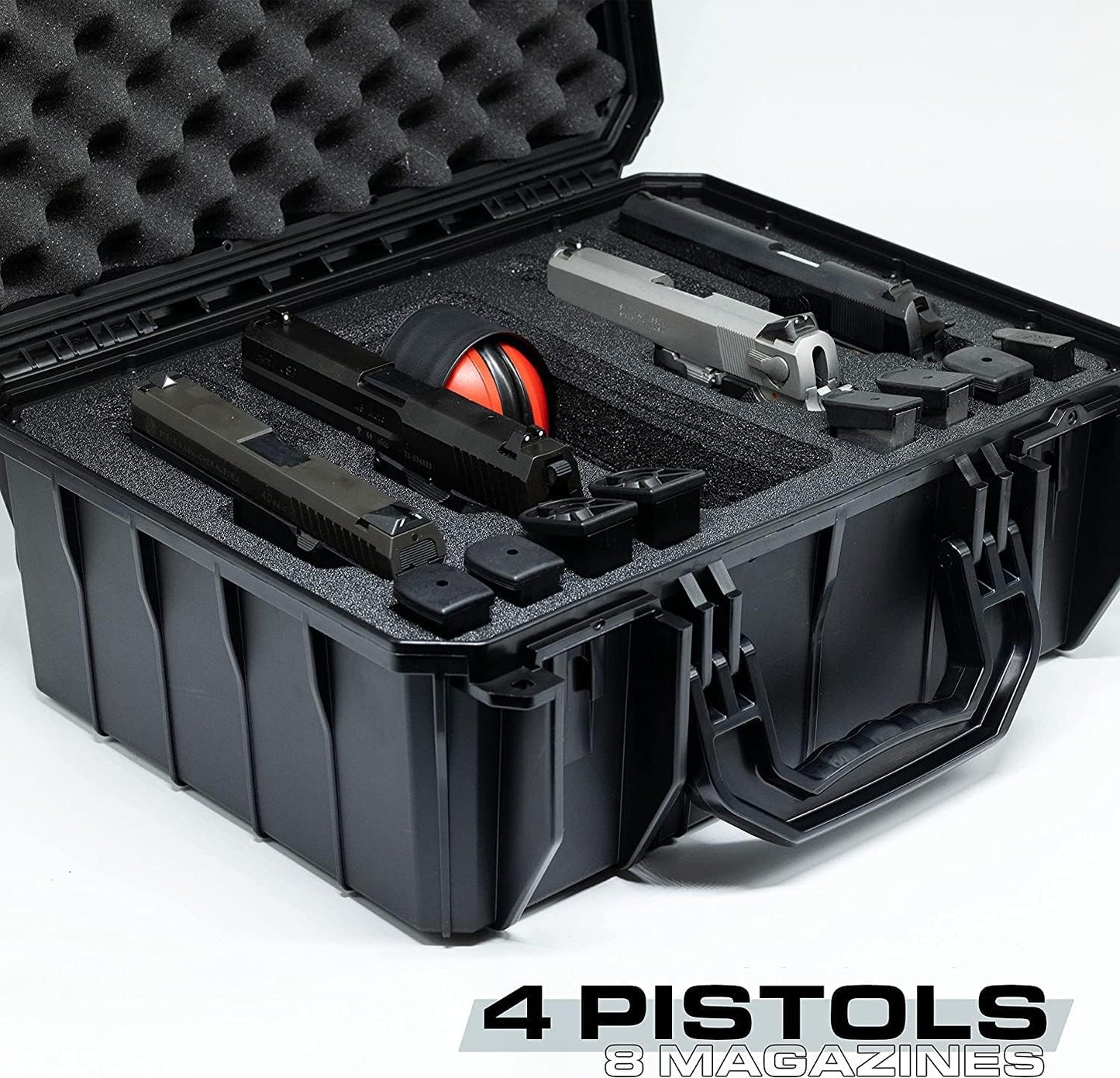 Seahorse 630 Heavy Duty 4 Pistol Case - TSA Approved/Mil Spec / IP67 Waterproof/USA Made for Firearms, Pistols, Handguns; Stores 4 Pistols and 12 Magazines
