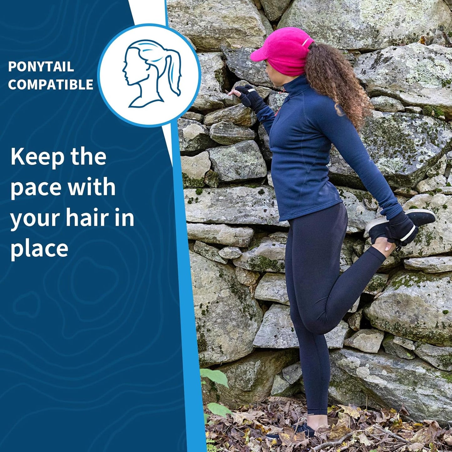 TrailHeads Fleece Ponytail Hat for Women – Trailblazer Reflective Winter Hat with Ponytail Hole for Workouts