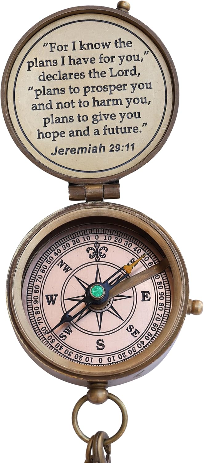 Religious Gifts for Men, LDS Missionary, Easter for Teen Boys, Compass, Catholic, Christian, Jeremiah 29:11, Personalized, Sentimental, Inspirational