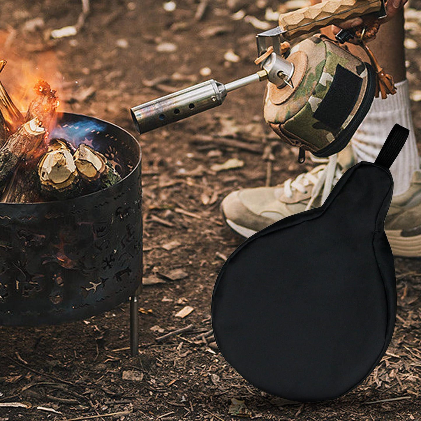 Vkinman 2pcs Lightweight Cast Iron Skillet Bags for 8/10/12in Pans – Waterproof with Hanging Loop, Camping Storage