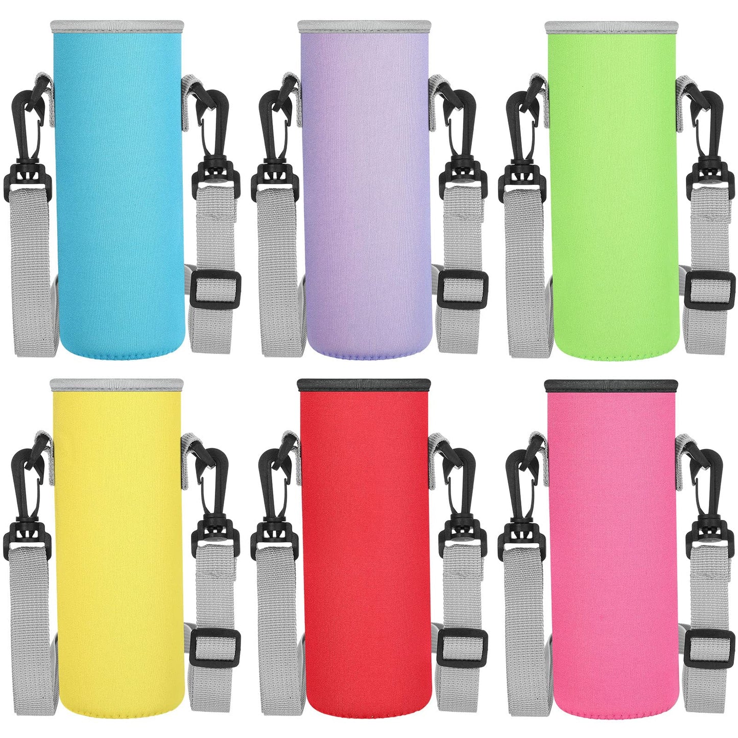 Rtteri 6 Pcs Neoprene Water Bottle Carrier Bag with Adjustable Shoulder Strap 32oz Insulator Water Bottle Cover Holder Cooler Sleeve for Stainless Steel/glass/plastic (Stylish)