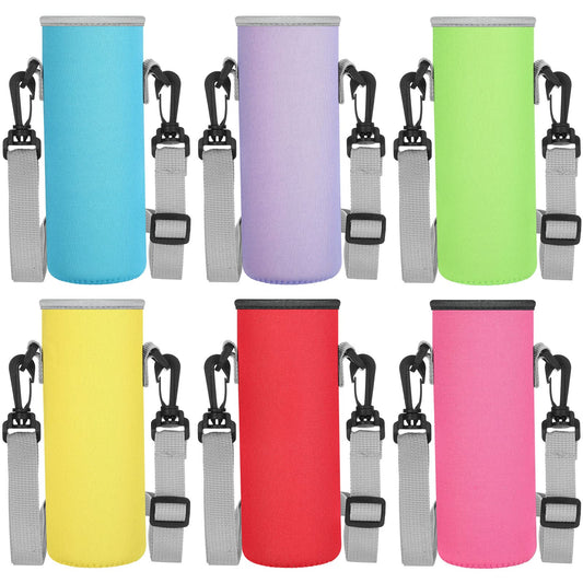 Rtteri 6 Pcs Neoprene Water Bottle Carrier Bag with Adjustable Shoulder Strap 32oz Insulator Water Bottle Cover Holder Cooler Sleeve for Stainless Steel/glass/plastic (Stylish)