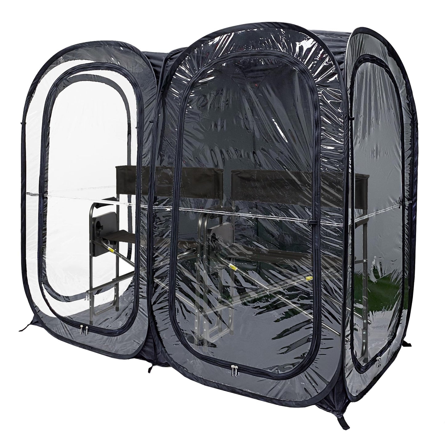 WeatherPod® The Original Shark Tank Side-by-Side™ Pop-Up Pod - Stay Warm, Dry, and Out of The Sun - Weather Pod for Sports, Rain, or Wind - Set Up in Seconds - (Black, 72" L x 36" W x 59" H)
