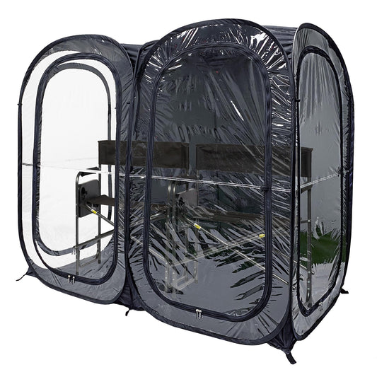 WeatherPod® The Original Shark Tank Side-by-Side™ Pop-Up Pod - Stay Warm, Dry, and Out of The Sun - Weather Pod for Sports, Rain, or Wind - Set Up in Seconds - (Black, 72" L x 36" W x 59" H)