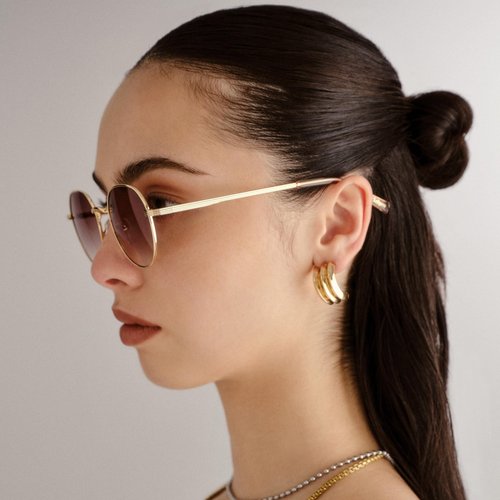 Le Specs Odyssey Sunglasses - Bright Gold, Round, Unisex, Classic 'Everyday' Style
