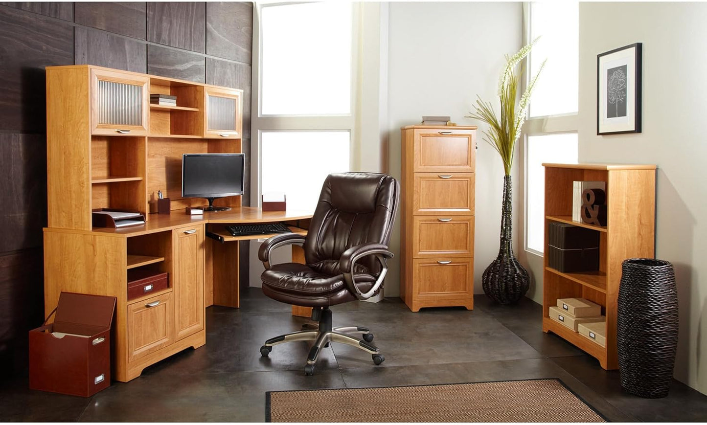Realspace® Magellan Hutch For Corner/L-Desk, Honey Maple