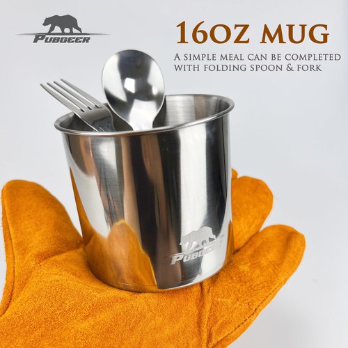 Pubgeer Portable Bushcraft Cooking Gear, Survival Cooking Kit, Canteen Cook Set, Wild Survival Equipment, Portable Cookware, Campfire Cooking Mess kit, Self Reliance, Solo Camping Cooking Kit