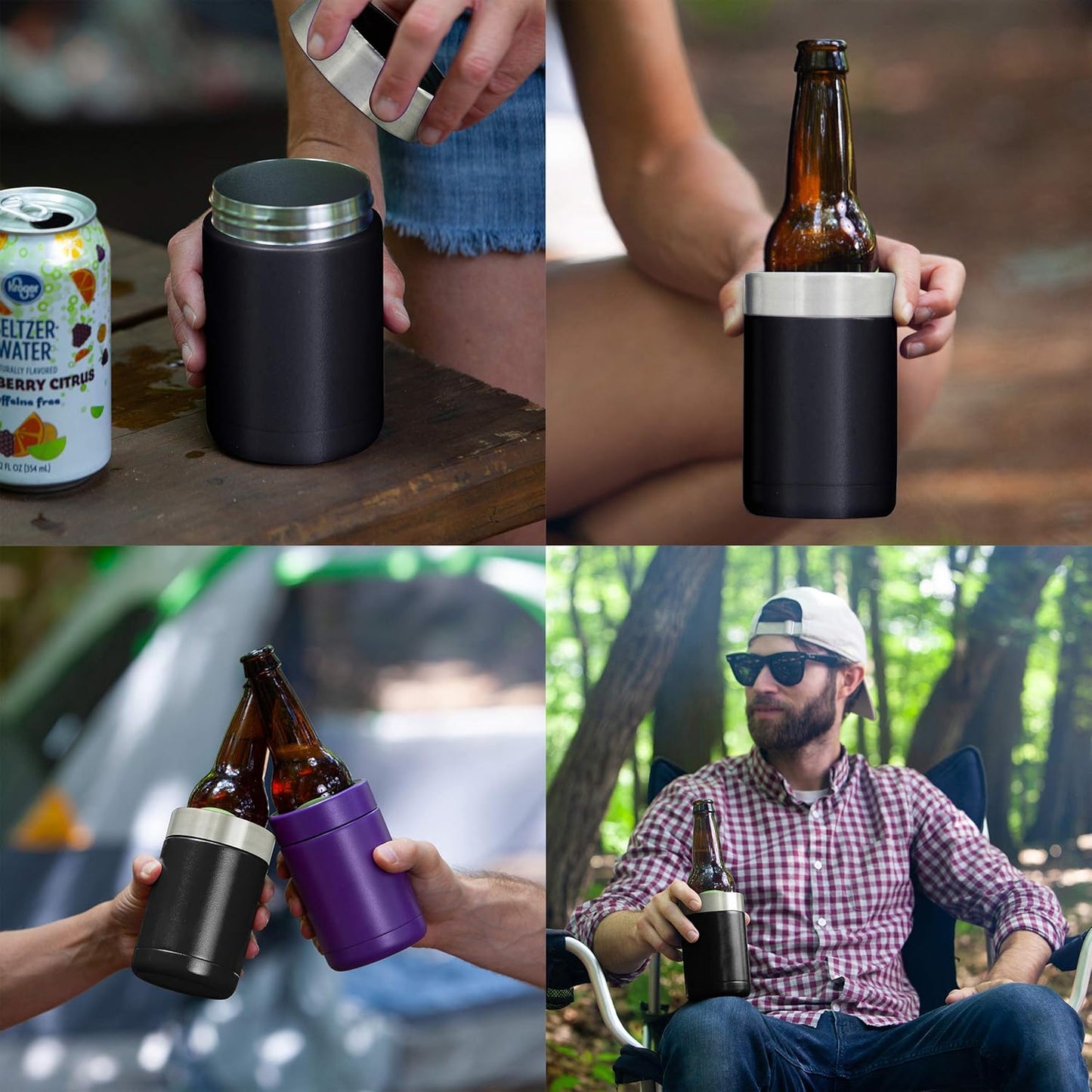 Tahoe Trails 12 oz Stainless Steel Double Wall Vacuum Insulated Can Cooler (Blue)