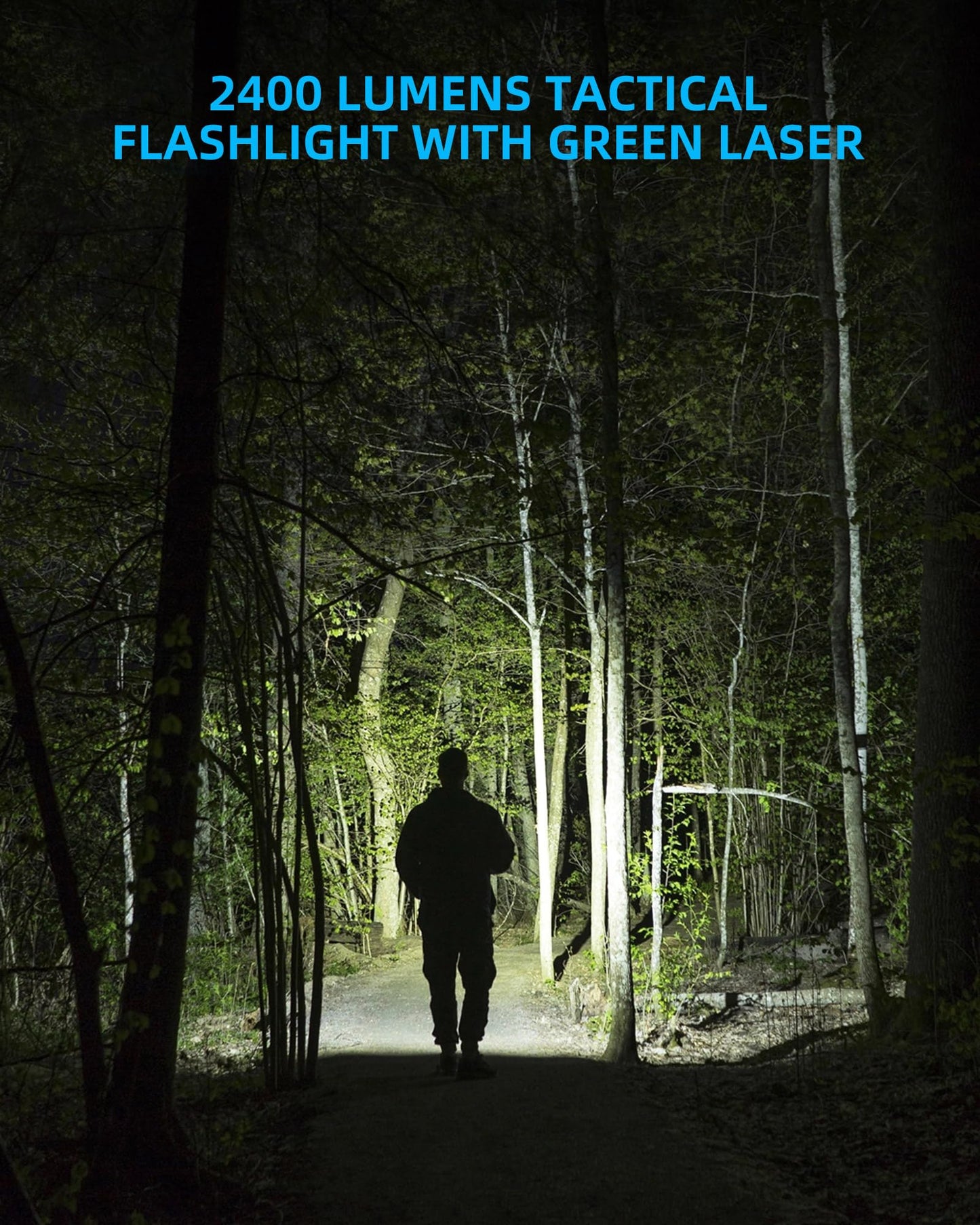 EZshoot 2400 Lumens Laser Light Combo with Strobe Mode, High Lumen Tactical Light for Pistol, Magnetic Rechargeable Green Laser Light with Quick Install Adjustable Slide Rail for Picatinny GL Rail