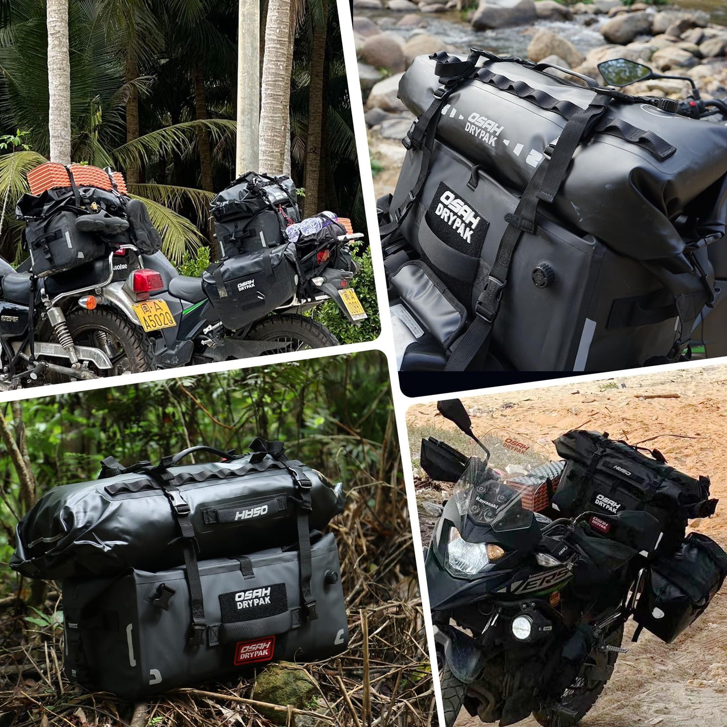 Greanthour Waterproof Duffel& Luggage Bag - Motorcycle Dry Bag Tail Saddle Bags with Roll Top Closure,Large Storage Space,for Camping, Kayaking, Fishing & Traveling(Green, 20L)