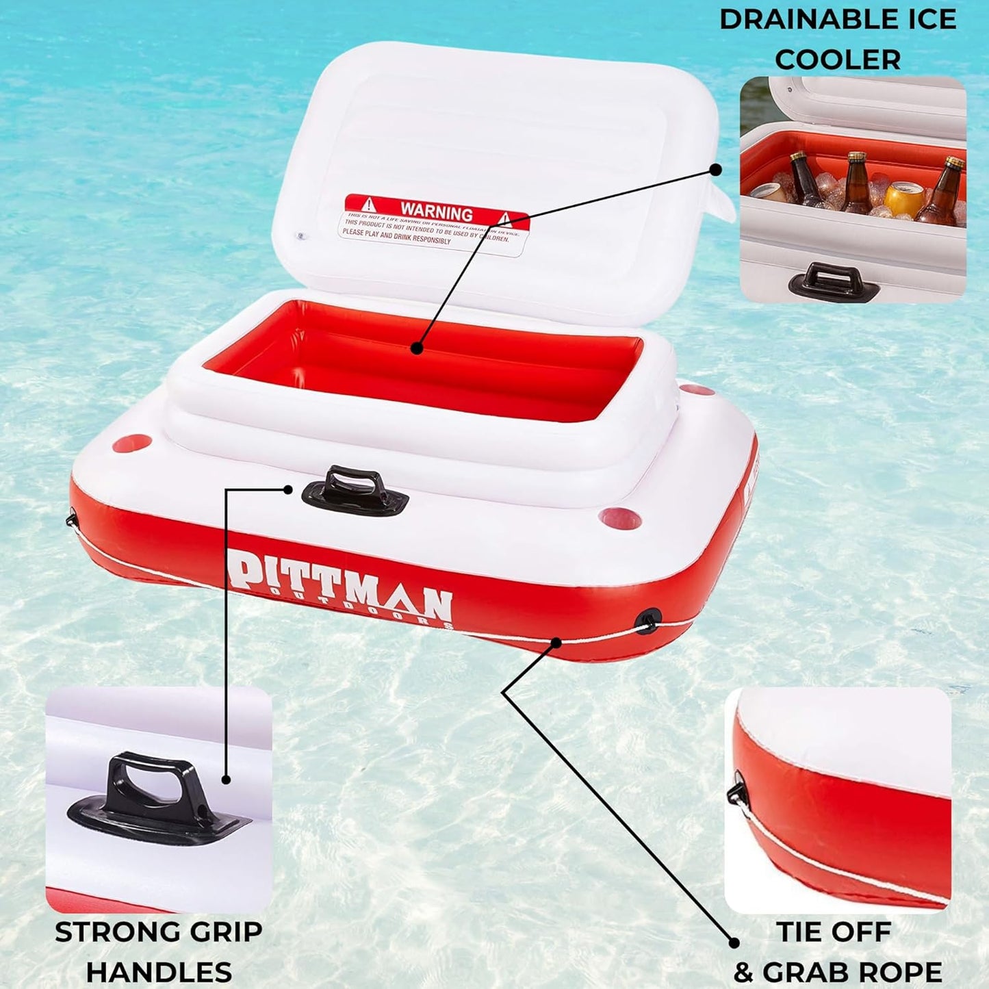Pittman - Floating Ice Chest for River - Large 72 Can Floating Cooler for River, Pools or Lake - Ideal Cooler Floats for River Floating, tubing or just Chilling on The River