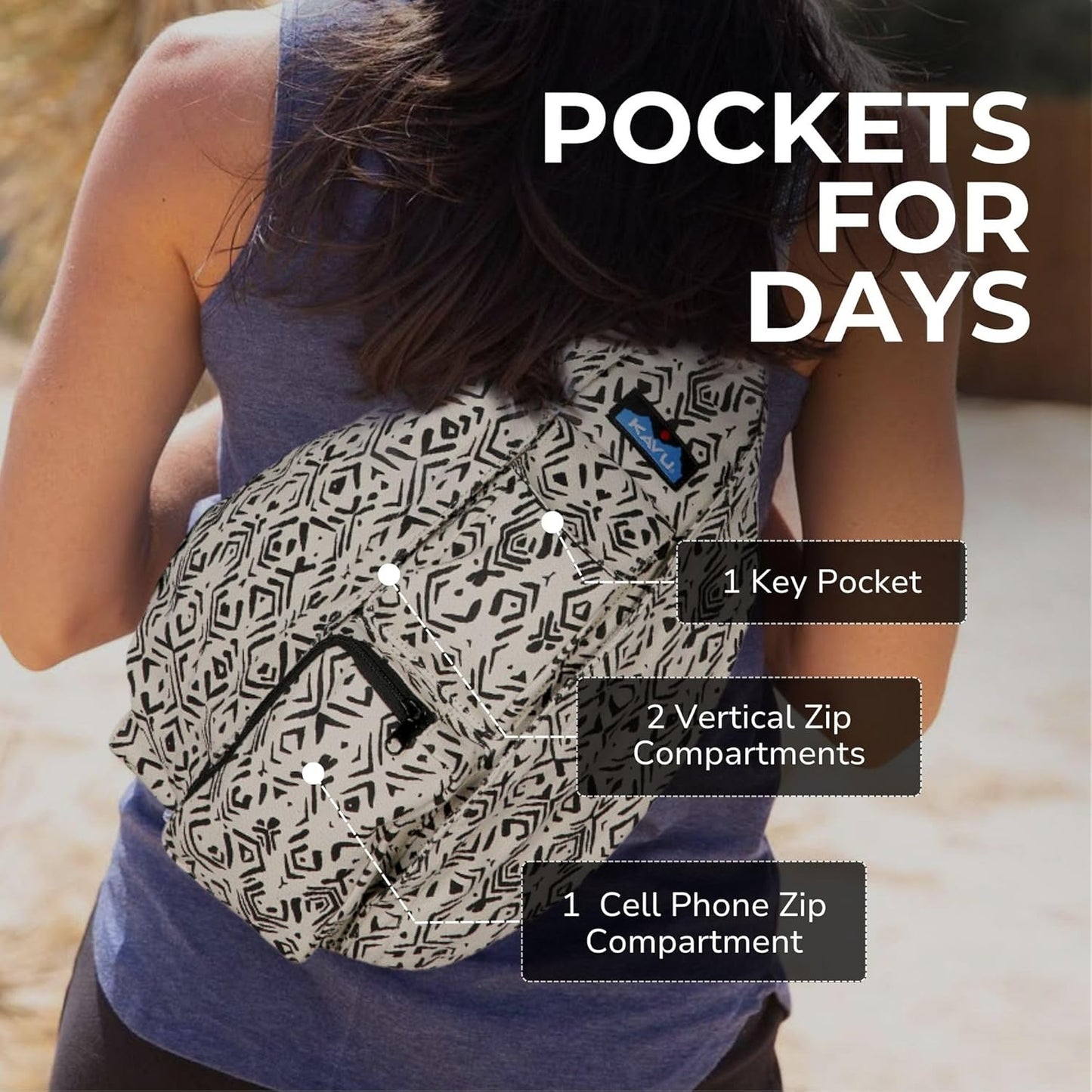 KAVU Rope Bag - Sling Pack for Hiking, Camping, and Commuting