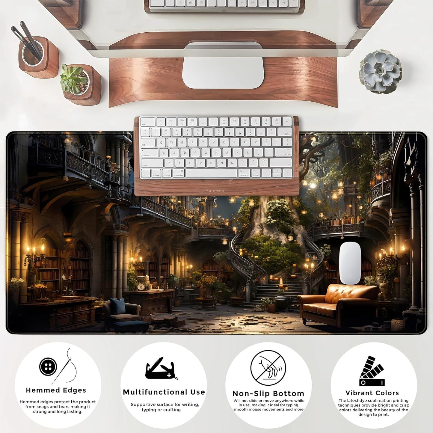 Japanese Desk Mat Riverside Full Moon Desk Pad Black Red Large Mouse Pad Gaming Mousepad Extended XXL Keyboard Pad 31.5 x 15.7 in Laptop Computer Mouse Keyboard Mat for Office Desk Decor