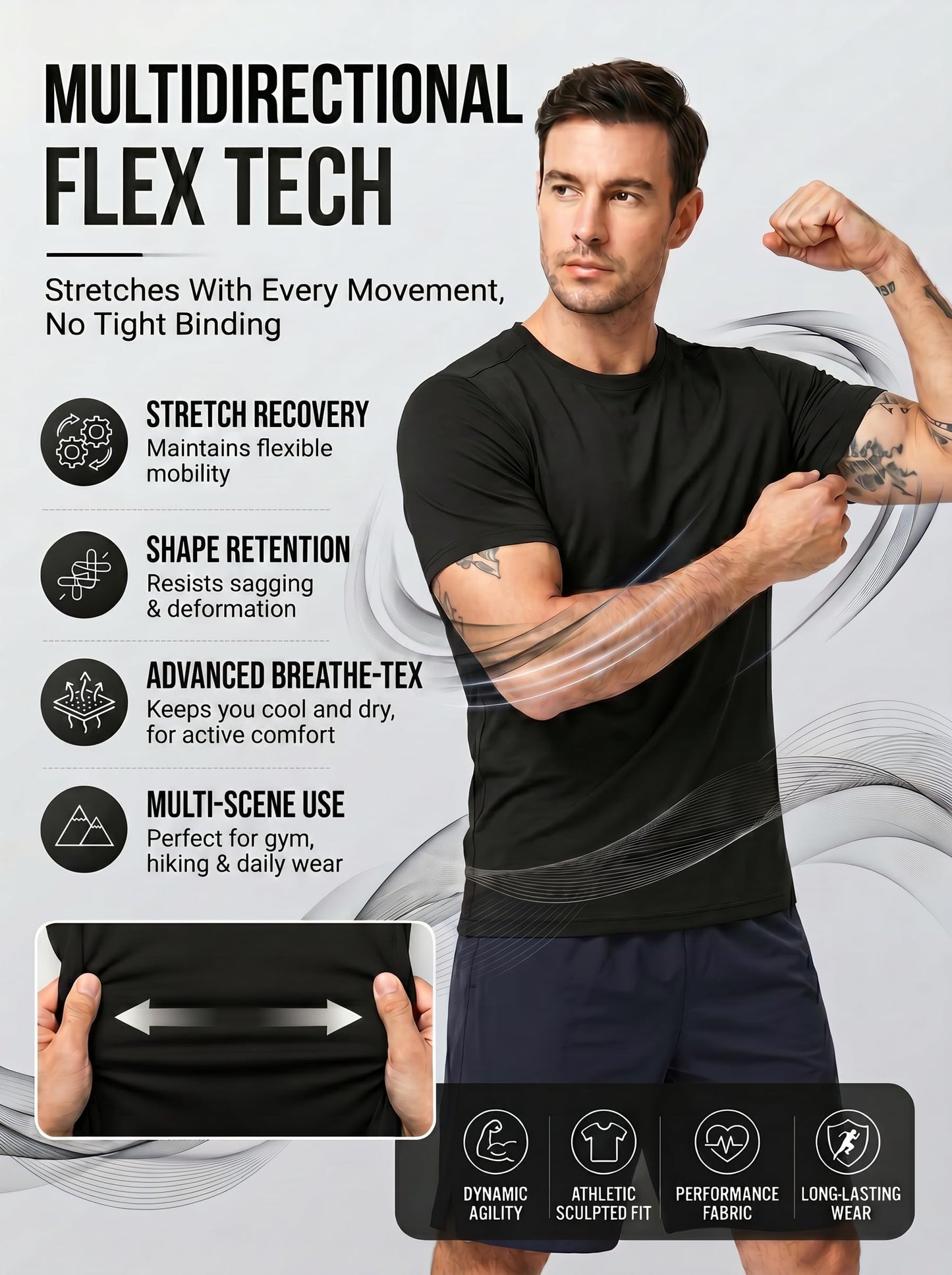 OYGSieg 5 Pack Mens Workout Shirts Quick Dry Short Sleeve Athletic Crew Neck T-Shirts for Running Gym Training Fitness 5A L