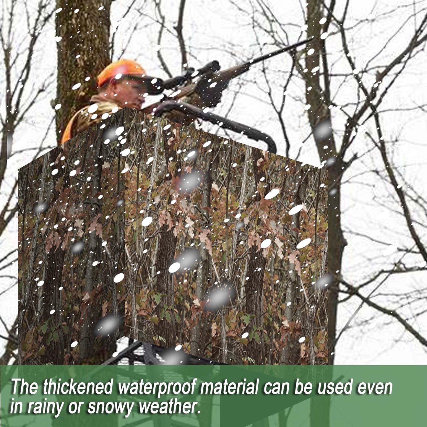 HZCGJMY Hunting Tree Stand Blind 102" x 37" Treestand Camo Blind Cover Deer Blind Windows Camouflage Ground Blind with Zipper and 2 Pockets Storage Bag for Outdoor Deer and Turkey Hunting