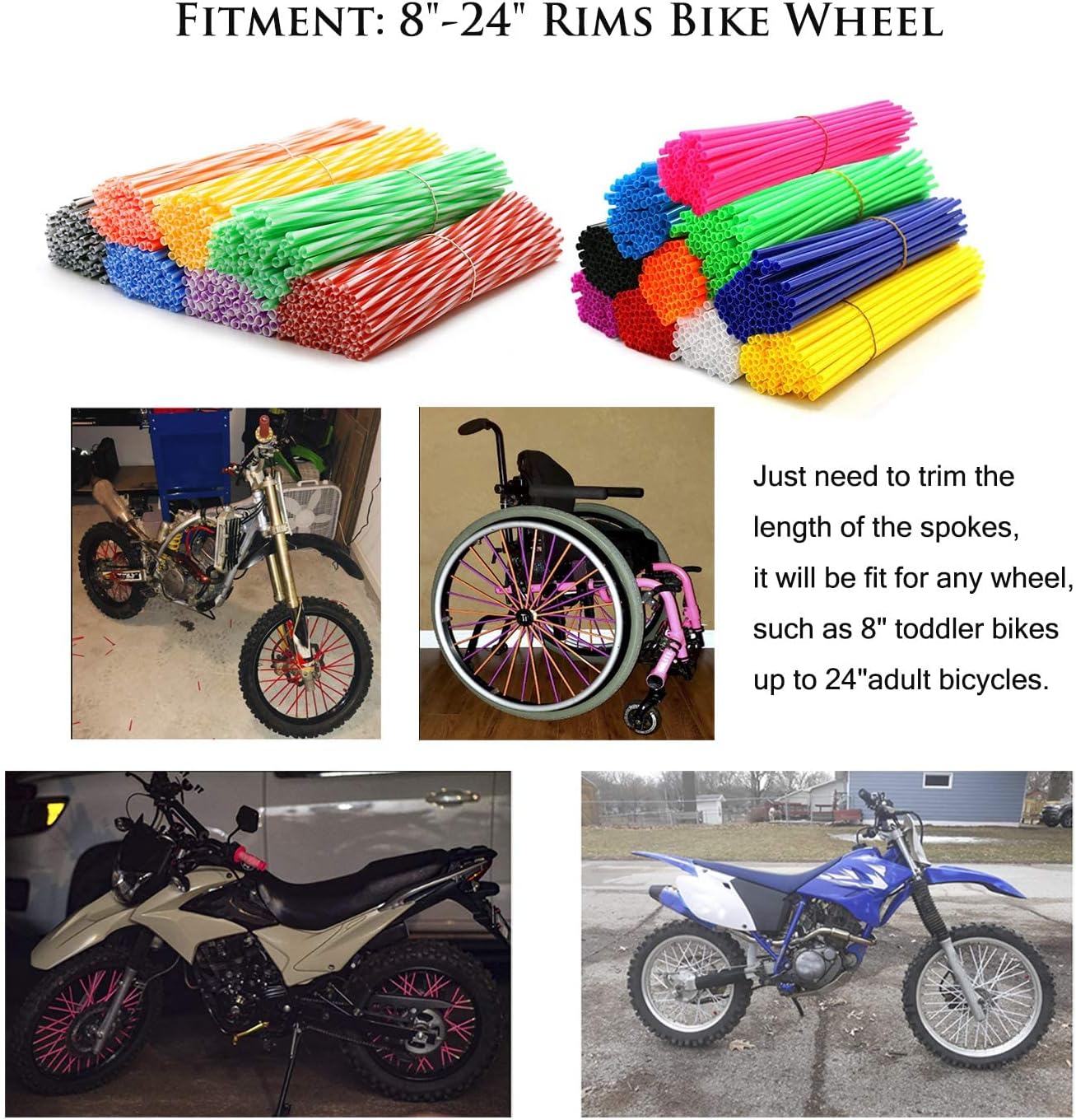 72Pcs Universal Spoke Skins Covers，Wheel Spoke Wraps Skins Pipe Trim Decoration Protector For Motorcycle Dirt Bike Yamaha Honda BMW Suzuki Kawasaki(Pink)