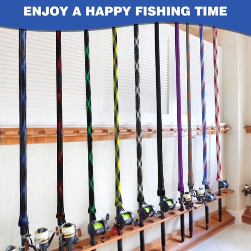 KPEPIX 10PCS Fishing Rod Sleeve with Lanyard-Fishing Pole Sleeve Fishing Rod Cover for Spinning Rod, Baitcasting Rod, Casting Rod, Sea Fishing Rod, Fly Rod and Sea Fishing Rod-Fishing Rod Sock Sleeve