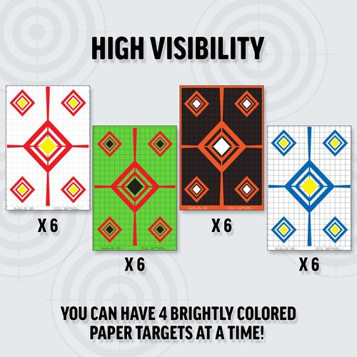 Heavy Duty SightIn 48 Paper Targets - Indoors & Outdoor Targets for Rifle & Pistol Shooting - Gun Range Accessories