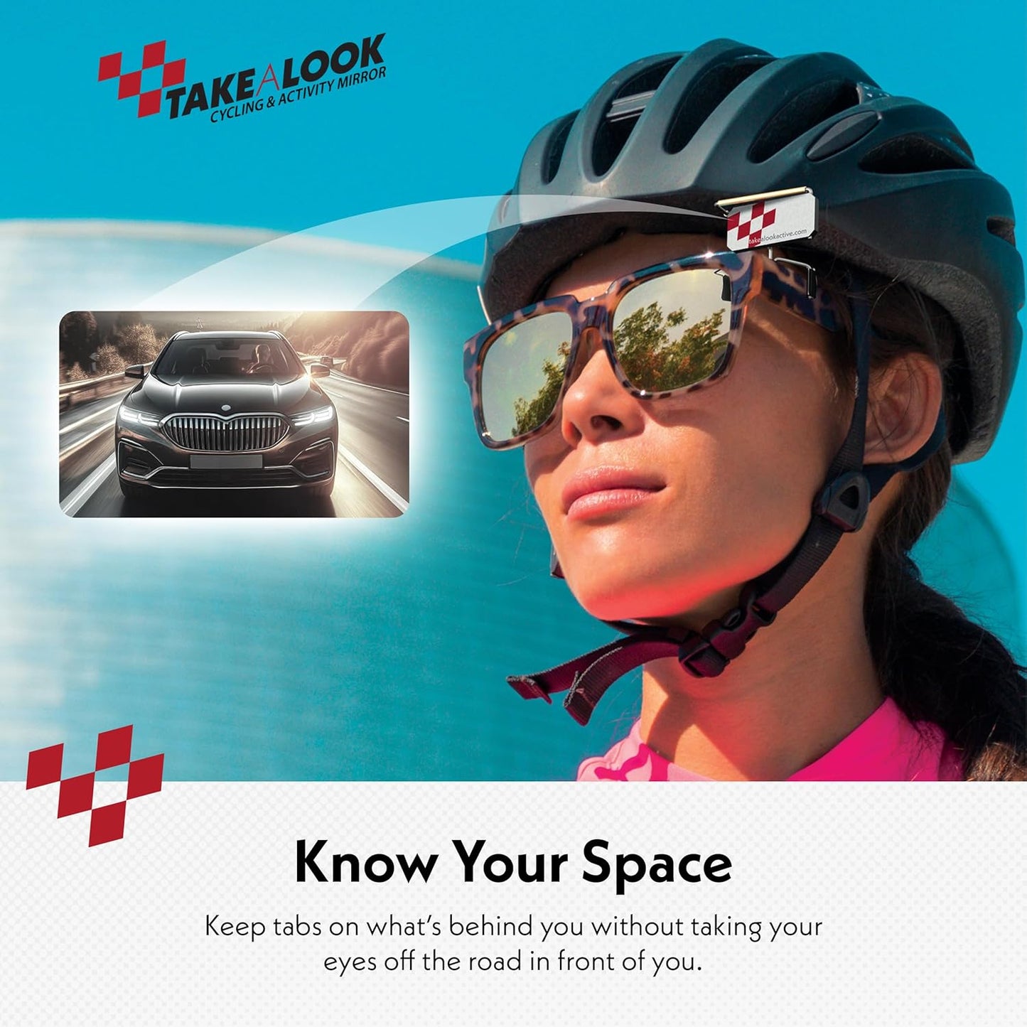 Take A Look Active Compact Activity Mirror for Sunglasses or Bike Helmet Visors Rear View Mirror for Cycling and Other Outdoor Activities