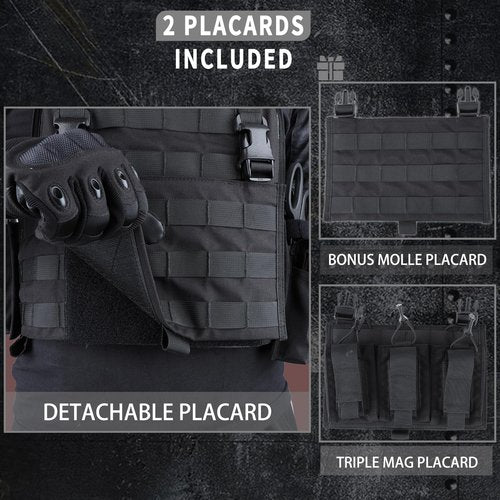 Snacam Tactical Vest for Men Molle Security Airsoft Vest Adult (Black)