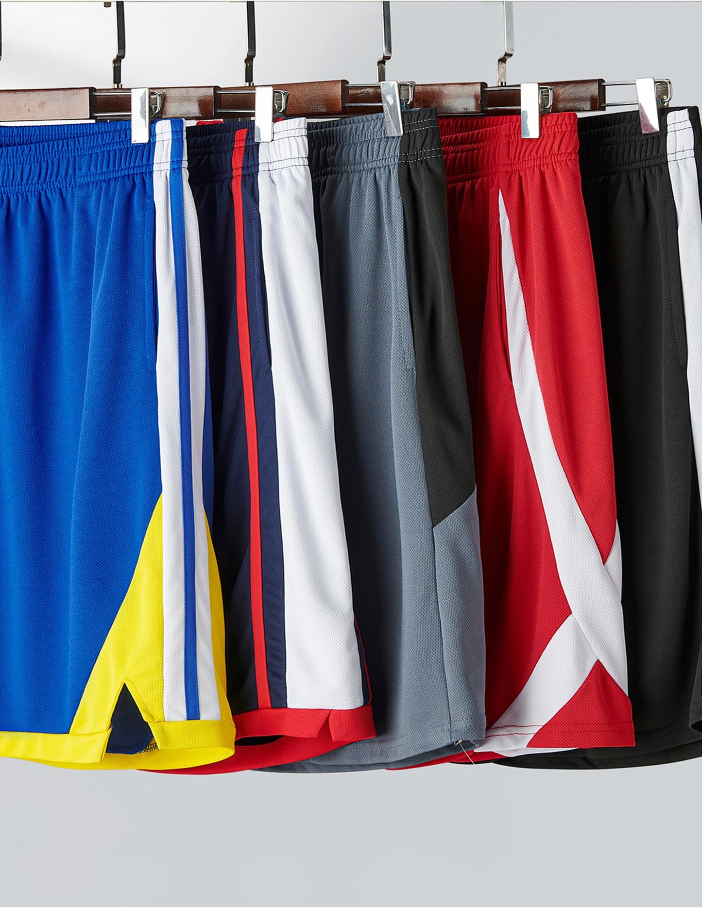 Liberty Imports 5 Pack Men's Quick Dry Athletic Basketball Shorts 9" Inseam with Pockets, Activewear for Workout Gym Running (Set 3, Large)