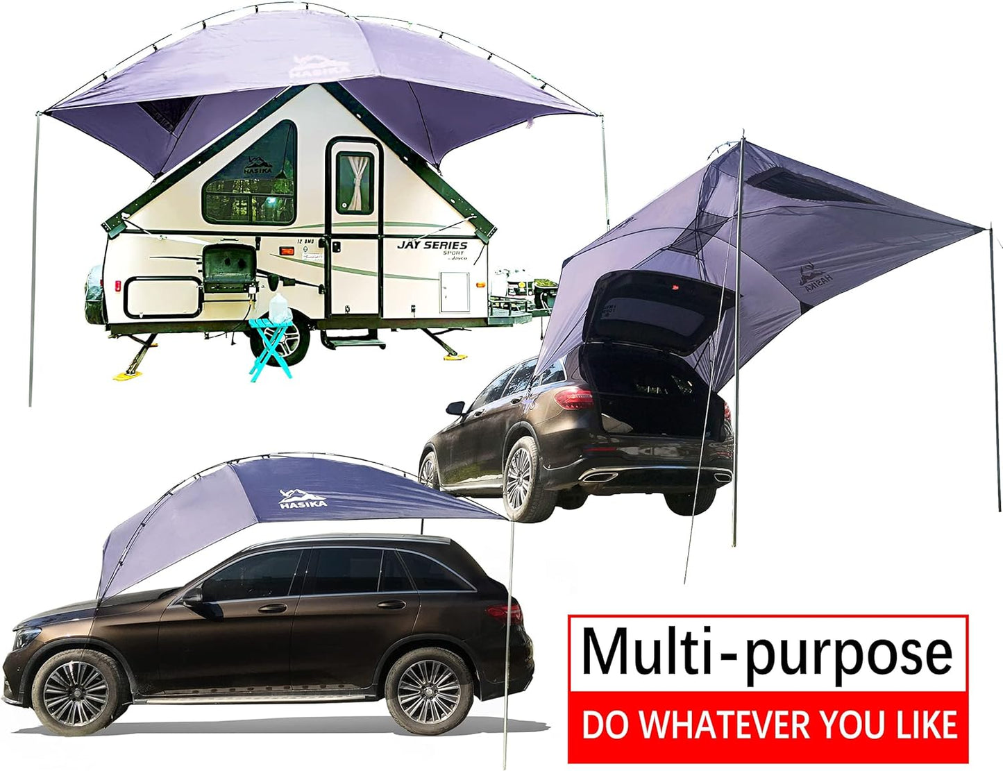 Portable Camping Tent for Truck Bed & SUV - Tear-Resistant Awning Canopy with Sandbags