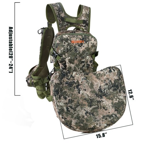 QOGIR Turkey Vest for Hunting: Comfortable Turkey Hunting Colthes with Seat Cushion, Adjustable Hunting Vest with Game Pouch, Hunting Gear for Men &Women, Hunting Accessories