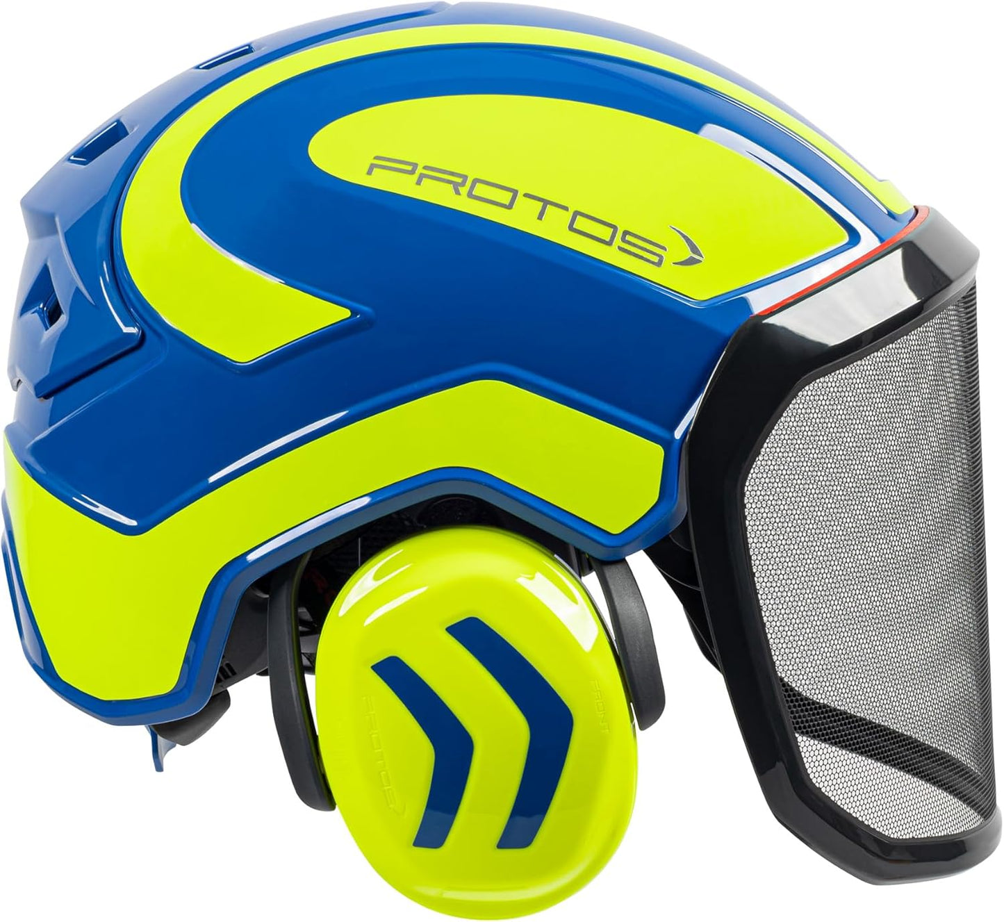 Protos Integral Arborist Helmet - Lightweight Safety Gear in Blue & Neon Yellow