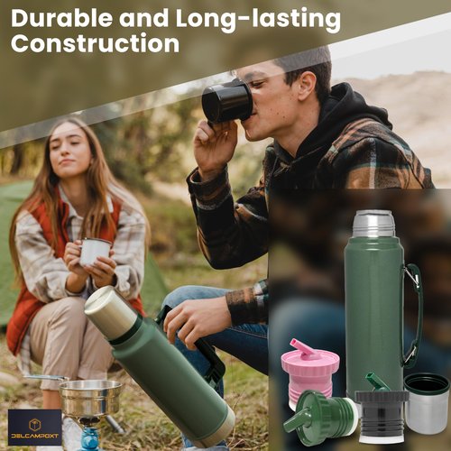DelCampoXT Termo/Thermal Stopper Pico de Mate Stanley Replacement Cap - Fits Classic Vacuum Insulated Wide Mouth Bottles (1.1QT, 2QT) (Black)