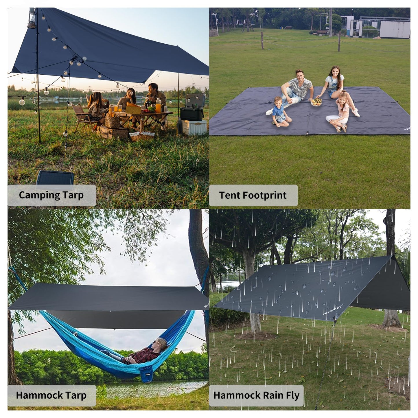 Joramoy Hammock Rain Fly 10×10FT - Waterproof Camping Tarp Portable Tent Tarp Premium Backpacking Tarp Sheleter with UV Protection Layer for Camping Hiking Outdoor(Gray)