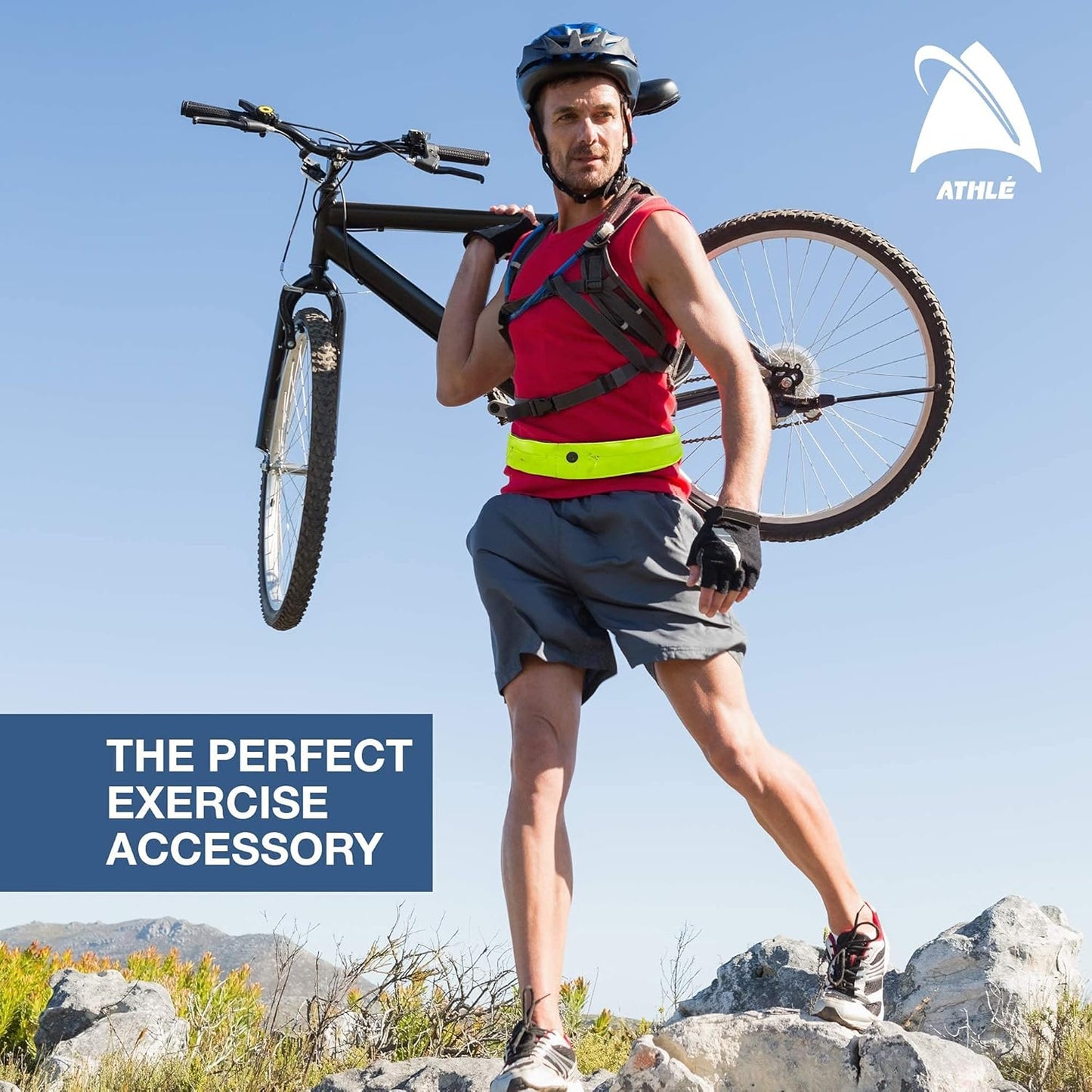 Athlé Running Belt for Exercise and Travel - Two Stretch Pockets Fit Most Phones, Wallet, Cards and More - Key Clip, Earphone Jack, Adjustable Waist Strap