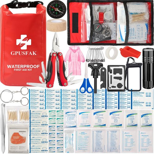 GPUSFAK 140 Pieces Boat Emergency Kit 2-in-1 Waterproof First Aid Kit