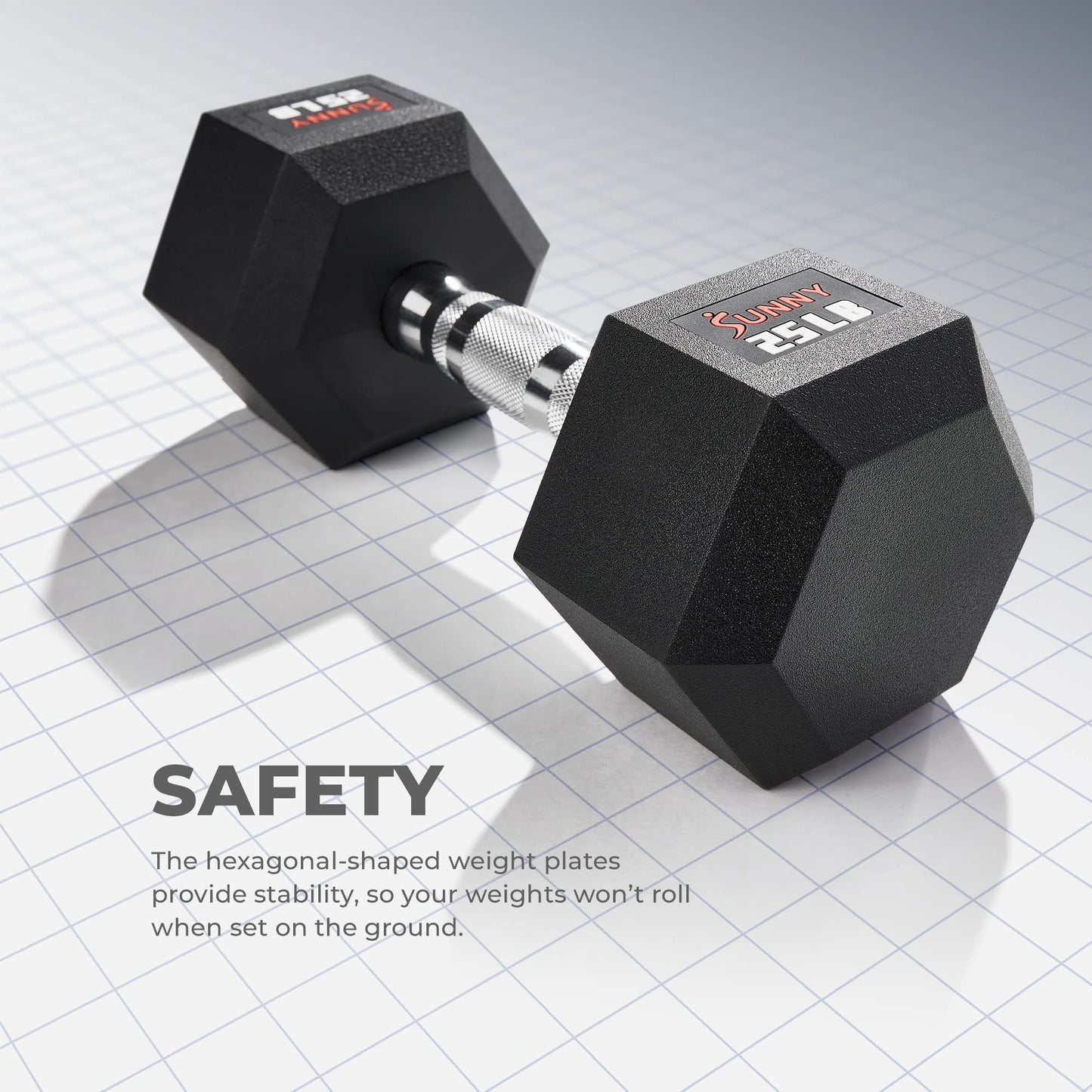 Sunny Health & Fitness Core Fit Hex Style Dumbbell 11.3 KG / 25 LBS (Pair) - SF-DB03-25