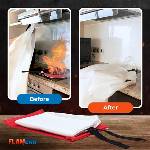 Emergency Fire Blanket for Home and Kitchen (2-Pack) Fireproof and Fire Suppression Blanket | 40"x40" Fiberglass Fire Blankets for Home Safety, Camping, and Office - Fire Retardant Blankets for Fires