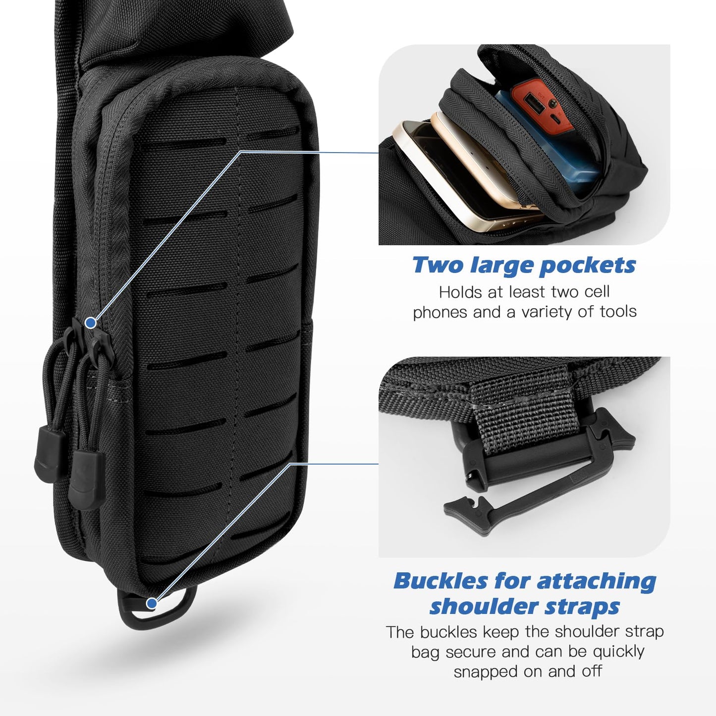 Jueachy Strap Shoulder Molle Accessories Pouch: Tactical Backpack Pocket Attachment Storage Phone Flashlight EDC