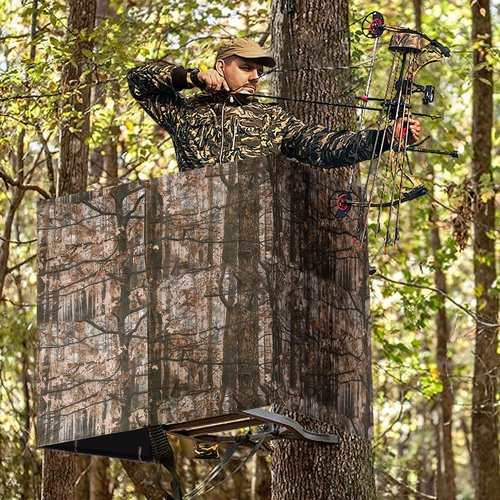 MADHOLLY Large 100" × 35.4" Tree Stand Blind with Magnetic Closure, More Silent- Tree Stand Cover for 2 Man Stand, Universal Camo Hunting Blind Tree Stand Accessories for Hunting Deer Turkey, Style 1