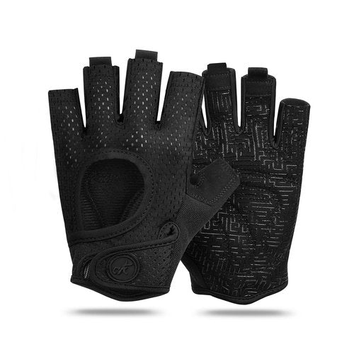 MOREOK Workout Gloves for Men/Women- [3/4 Finger] [Curved Open Back] Gloves for Weightlifting,Exercise,Training,Pull ups,Fitness and Rowing -M