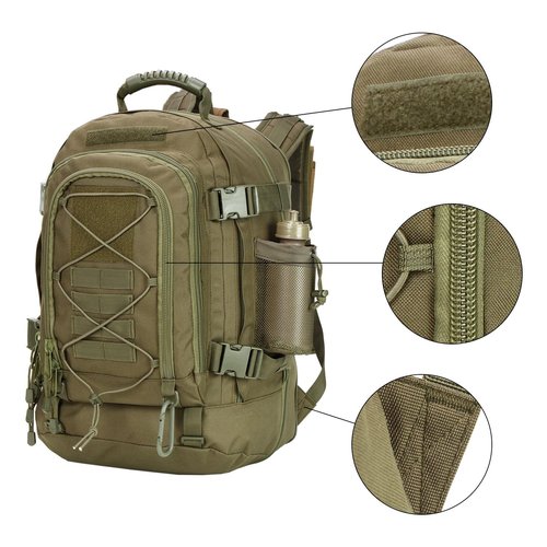 PAIWPHLI Large Military Bug Out Bag 3 Day Pack Expandable Backpack Army Daypack for Outdoor Hiking Hunting (Green)