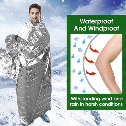 CXYARY 12 Pack Emergency Mylar Thermal Blanket, 84” x 52” Space Blankets, Emergency Thermal Blanket Space Rescue Survival Gear Camping for Outdoors, Hiking, Camping Survival