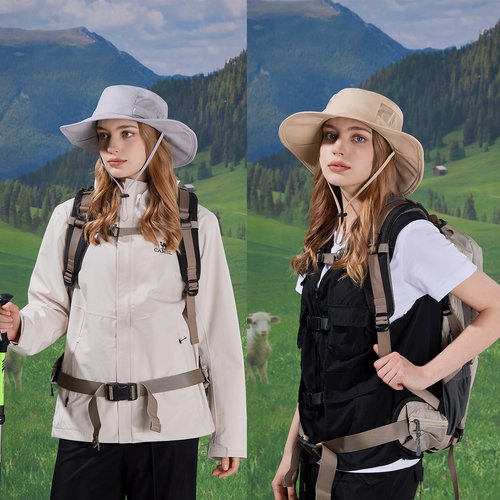 Sun Hat for Men/Women, UPF 50+ Fishing Hat,Waterproof Wide Brim Bucket Hat Foldable Boonie Hat for Hiking Garden Safari Beach Dark Grey