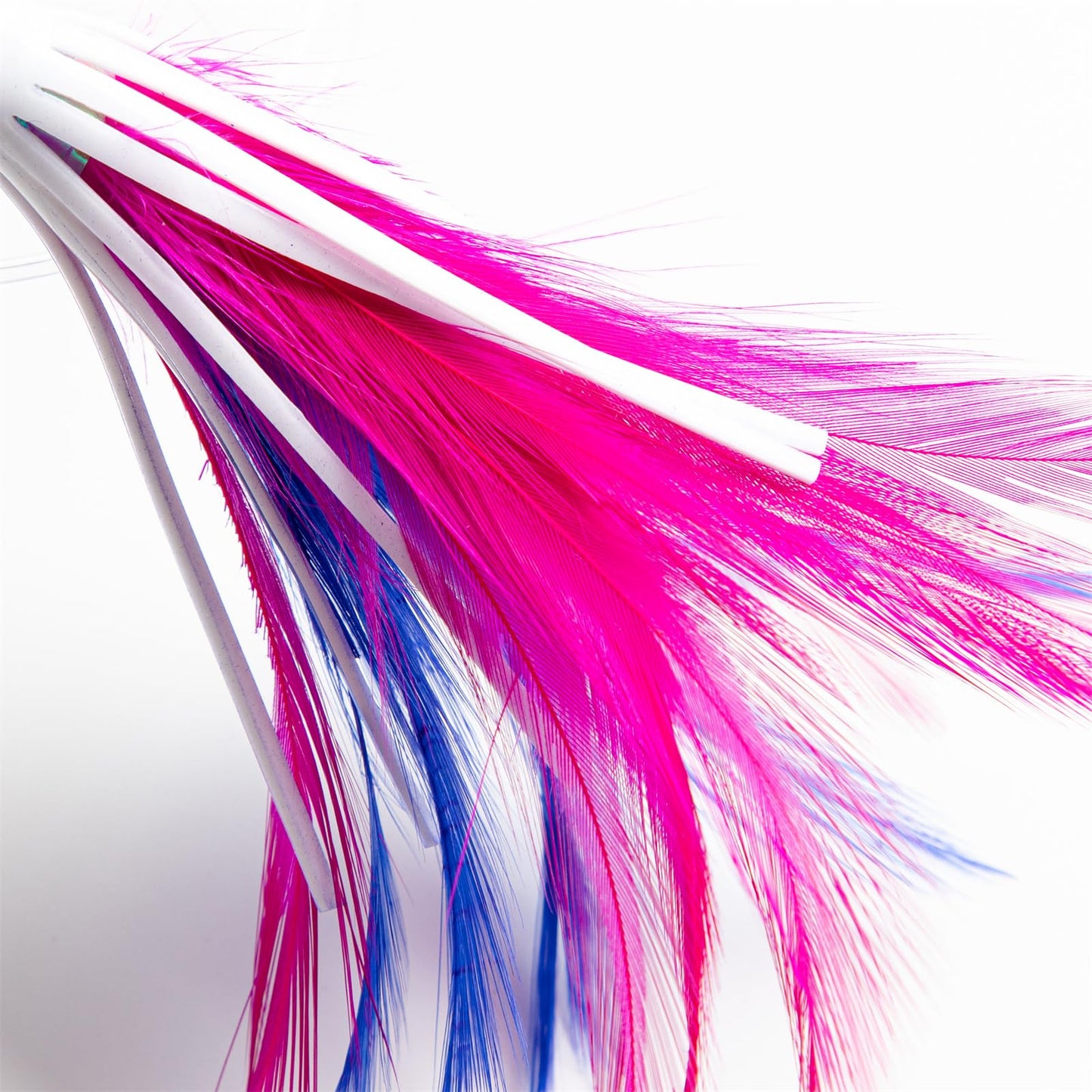Ocean Cat 5 Inch Daisy Chain Teaser Lures with Brid Feather Teaser Trolling Lure Saltwater Offshore Big Game Trolling Lure Bag for Marlin Tuna Mahi Dolphin Durado Wahoo Mesh (Pink&Blue)