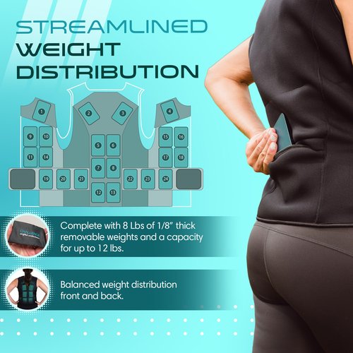 Challenge Weighted Workoutwear - Weighted Workout Vest, Compression Weighted Fitness Pro Vest, Strength Training Weight Vests with ⅛’ Thick Weights, Weight Vest Holds Up to 16 Lbs, X-Large