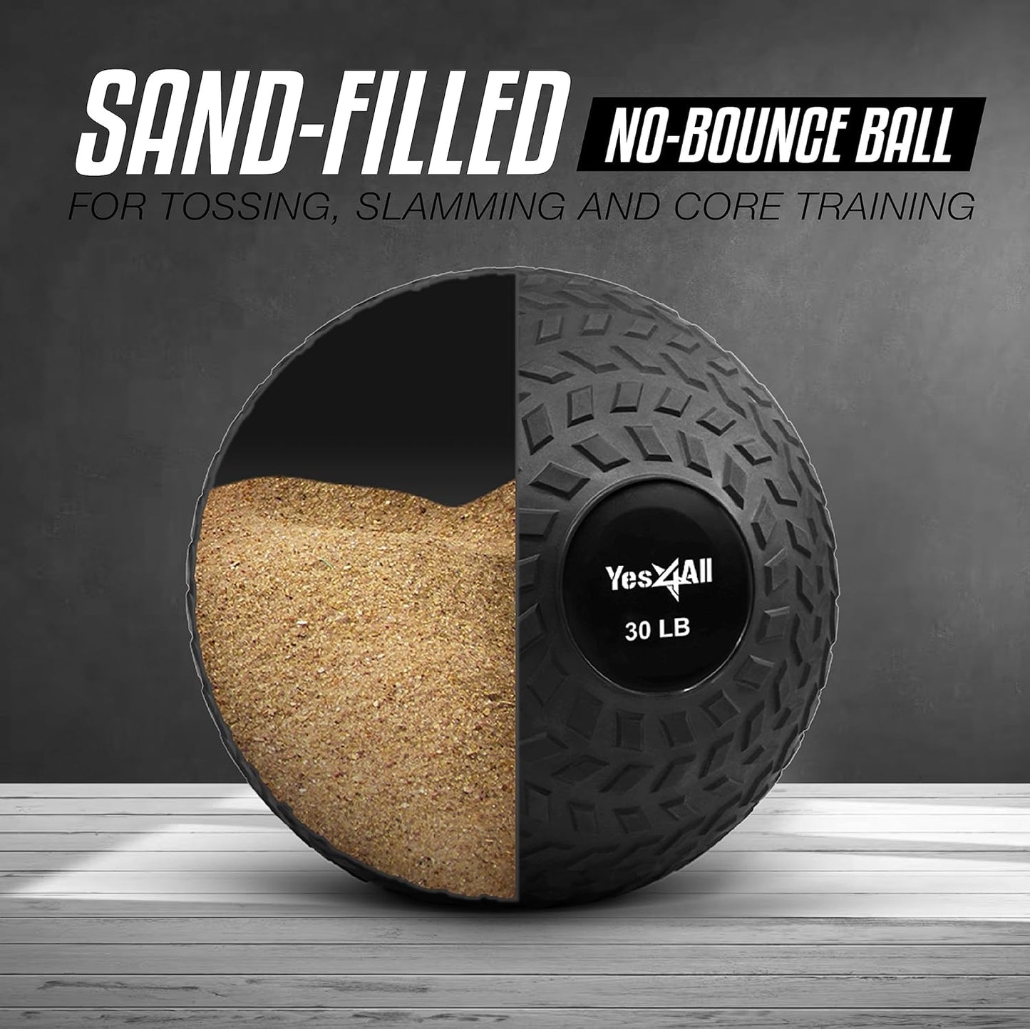 Yes4All Slam Balls, 10-40lb Weighted Ball Weight, Durable PVC Sand Filled Workout Dynamic Slam Ball for Core Strengthen
