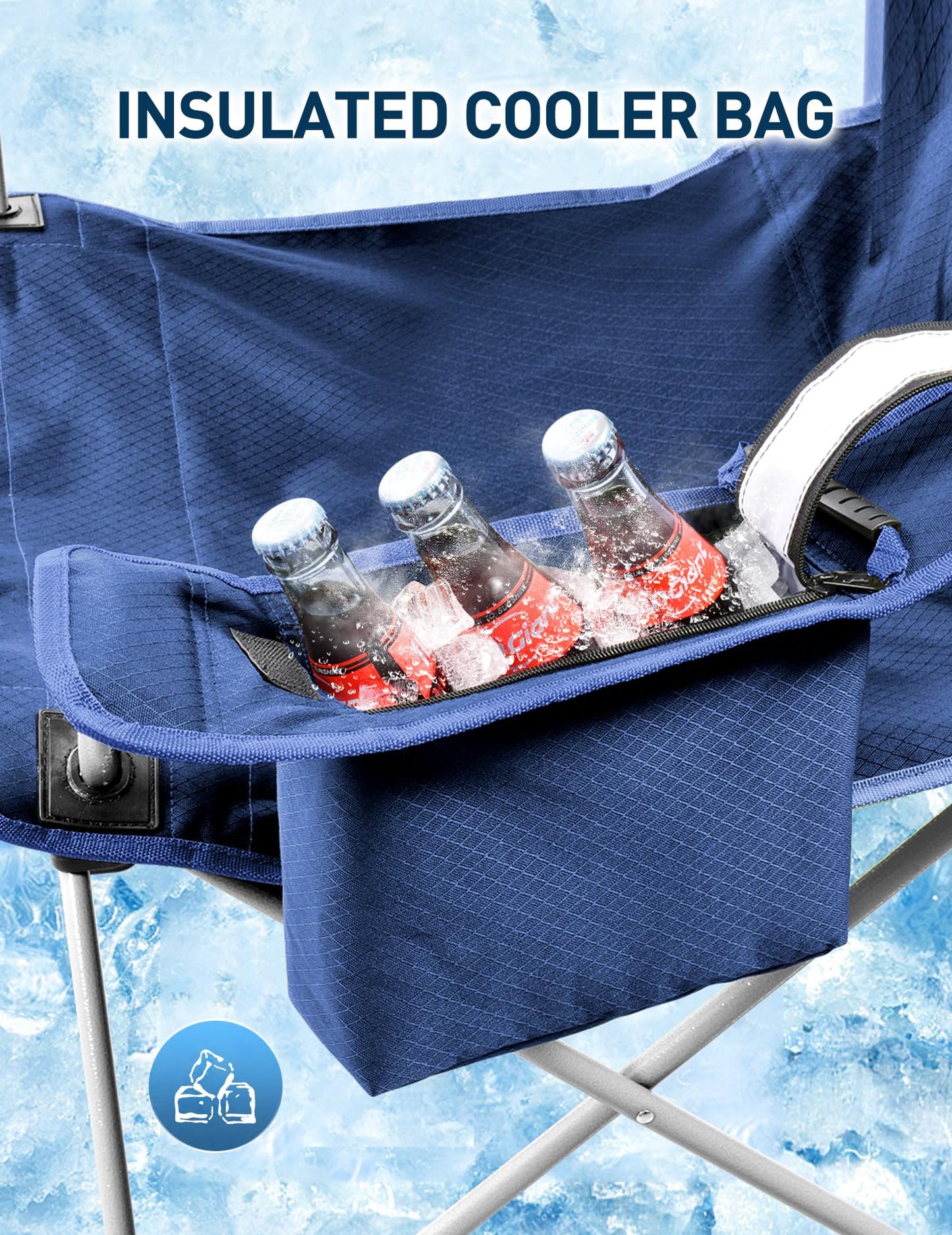 Docusvect Canopy Beach Chair with Cooler, Beach Chair with Canopy Shade, Cup Holder, Side Pocket for Outdoors Sports, Camping, Tailgates, Fishing - Support 330 LBS