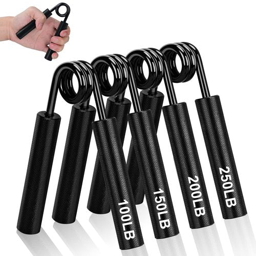 COVVY Metal Hand Grip Strengthener Set(100, 150, 200, 250lbs), Grip Strength Trainer, Crushing Grip Trainer, Pinch Grip Trainer, Forearm Exerciser, Gripper Fitness Equipment for Home Gym